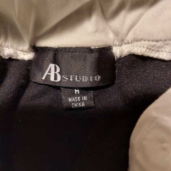 AB Studio Black and White Button Down Layered Shirt - Picture 3 of 7